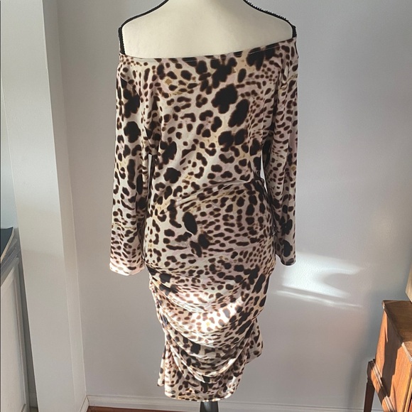 Jennifer Lopez animal print Runched medium dress - Picture 6 of 8
